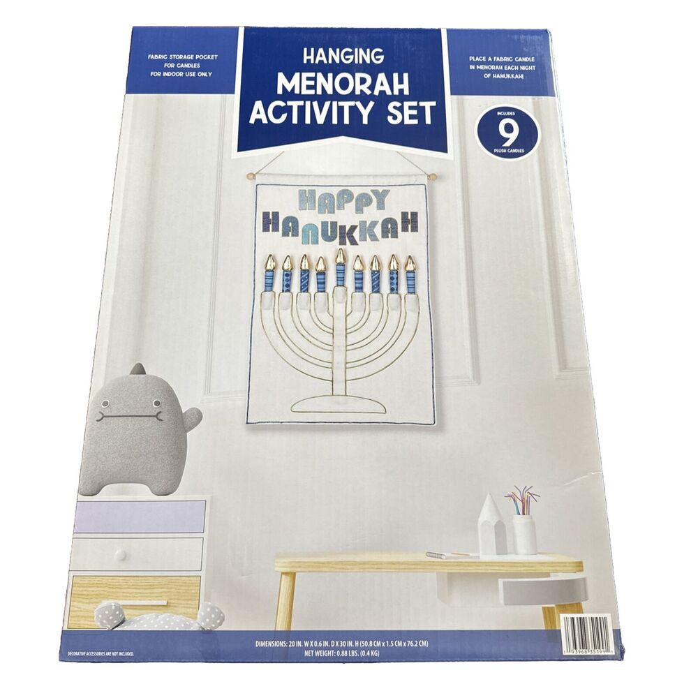 Hanging‎ Fabric Menorah and Candle Set Kids Members Mark Judaism Hanukkah NEW